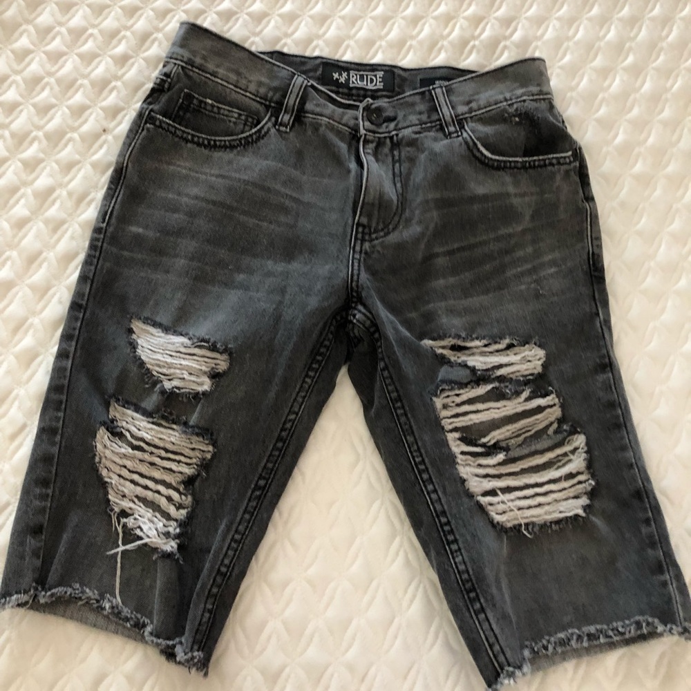 RUDE by Hot Topic Distressed Denim Skinny Short
